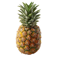 Fototapeta premium A whole ripe pineapple with a green leafy crown on a black background fruit tropical fruit