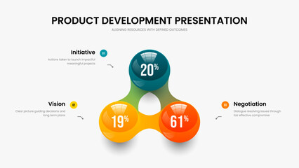 Service Planning Three Option Graph Frame Layout. Investor Growth 3 Step Infographic Presentation Template. Enterprise Development Slide Design Vector Illustration.