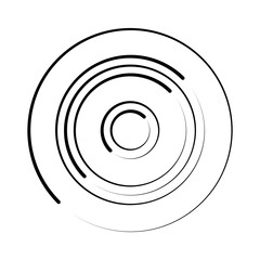 Halftone speed lines circle. Geometric art in circle form. Round swirl movement symbol. Halftone circular frame. Vector design element