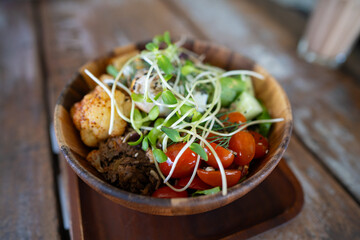 Buddha Bowl with Mixed Vegetables and Sprouts