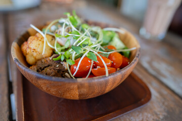 Buddha Bowl with Fresh Vegetables and Microgreens