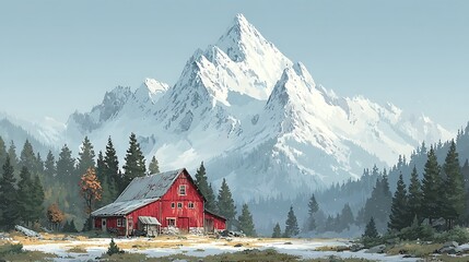 Vector illustration alps flat minimal design high resolution picture
