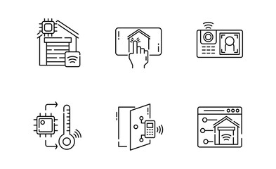 Set of Smart home icon, Technology Wireless thin line and pixel Symbol Outline icon Editable Stroke