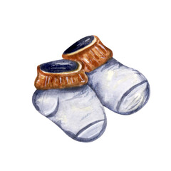 Watercolor baby socks, cute nursery clipart element