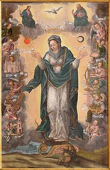 Schilderijen op glas Jezus Christus RAVELLO, ITALY - OCTOBER 7, 2025: The painting of Immaculate Conception in the church Chiesa di San Francesco by unknown artist.   © Renáta Sedmáková