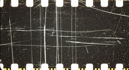 Old film strip with scratches and dust, vintage movie frame background texture