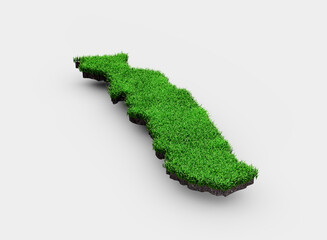 Togo Map soil land geology cross section with green grass and Rock ground texture 3d illustration