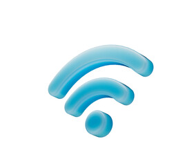 Obraz premium A soft, matte Wi-Fi symbol in a light blue hue, representing wireless connectivity. 3D Illustration