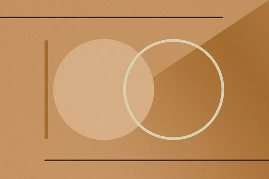 Geometric bauhaus style number 100 illustration in brown and beige