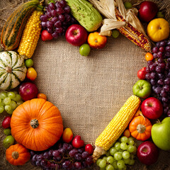 Heart-Shaped Harvest Arrangement of Autumn Fruits and Vegetables