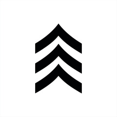 Three black chevrons pointing upward simple symbol of rank or progress