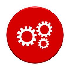 Zahnrad Icon auf rotem Button