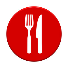 Besteck oder Restaurant Icon auf rotem Button