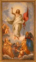 Schilderijen op glas Jezus Christus CAVA DE TIRRENI, ITALY - OCTOBER 7, 2025: The ceiling fresco of Resurrected Jesus in the church Abbazia Santissima Trinita by Vincenzo Morani (cca 1860).  © Renáta Sedmáková