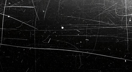 Distressed black film frame with scratches and dust for overlay effect use