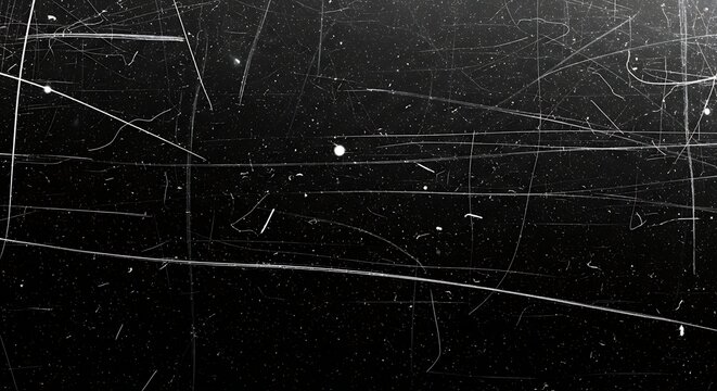 Distressed black film frame with scratches and dust for overlay effect use - Powered by Adobe