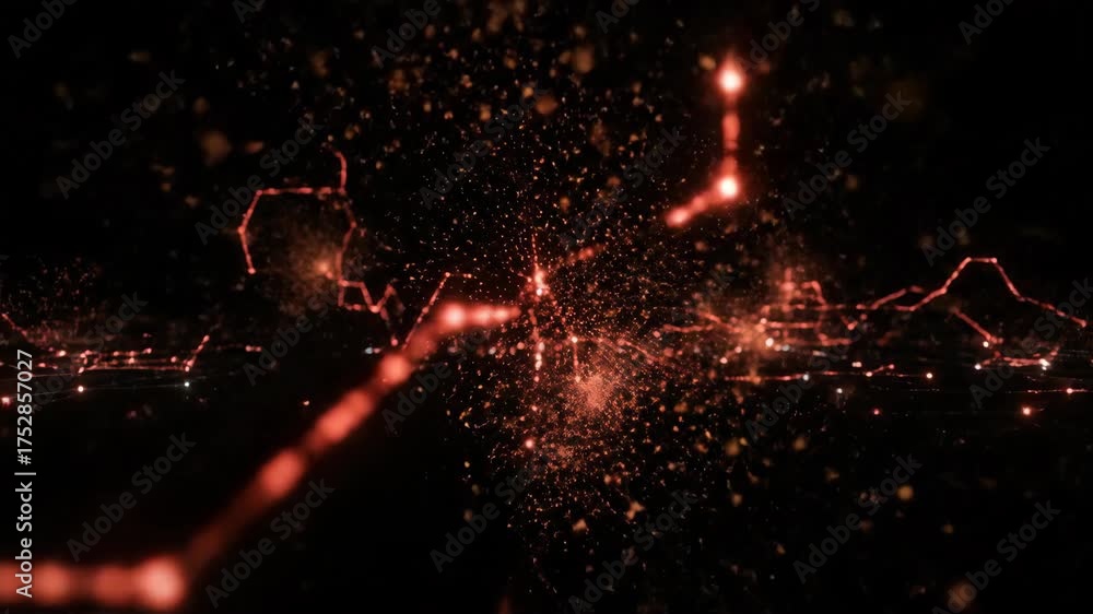 Wall mural Abstract digital network with glowing lines and connecting dots showing data transfer and cyber security concept footage.