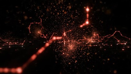 Abstract digital network with glowing lines and connecting dots showing data transfer and cyber security concept footage. - Powered by Adobe