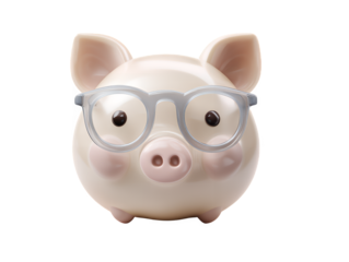 pig head wear sunglasses 3d style on transparent background