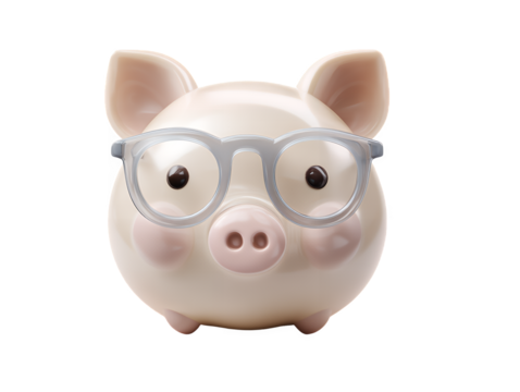 pig head wear sunglasses 3d style on transparent background
