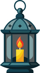 Vintage lantern with a glowing candle illuminating the darkness