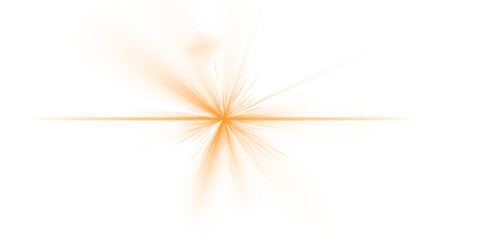 Bright orange light flare effect isolated on transparent background for overlay