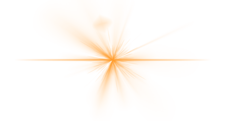 Bright orange light flare effect isolated on transparent background for overlay