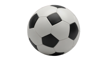 Classic black and white soccer ball, isolated on black