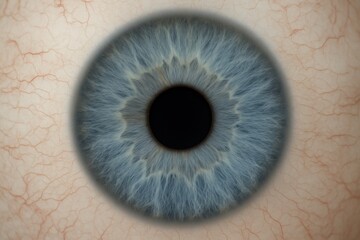 Extreme close-up of realistic blue human eye with detailed iris texture