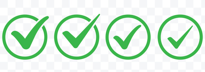 Tick mark with checkbox icon. green checkmark sign for app, ui, website. vector illustration on transparent background. Green checkmark, green tick, check mark icon button set. Modern Green Tick.