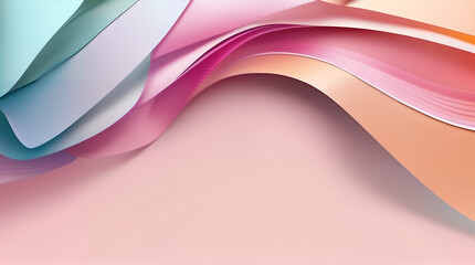Soft Pastel Abstract Paper Cut Wave Background with Layered Shapes