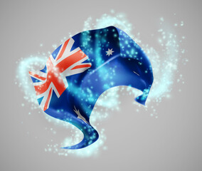 Australia, vector 3d flag in whirlwind of magical radiance
