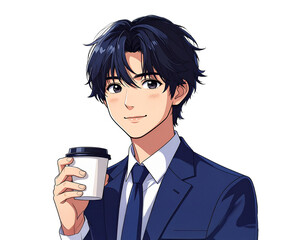ビジネスマン　コーヒー　生成AI　