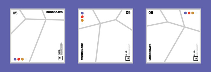 Modern 5 panel comic style moodboard template with color palette design