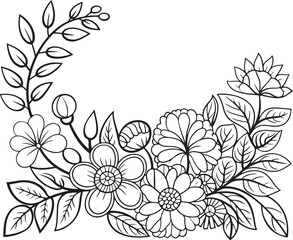 Floral Vector Arrangement of Flowers and Leaves With Fine Details on Transparent Background That is Suitable For Greeting Card
