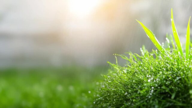 Green Life: A close-up shot showcases vibrant green moss and tender new grass, reflecting the life force with its delicate textures and intricate details.