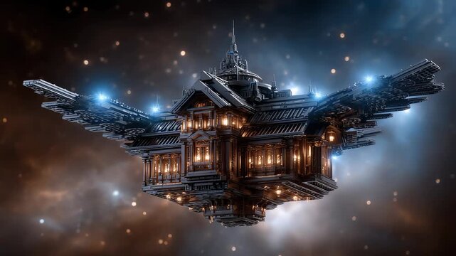 Interstellar Architecture Floating in Outer Space