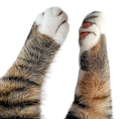 Obraz premium Close-Up of Two Tiger Paws with Detailed Fur Stripes and Claws