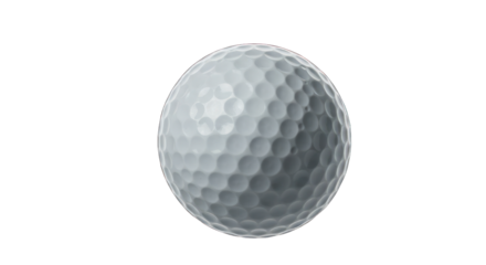 White dimpled golf ball isolated against a plain black background
