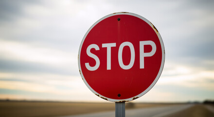 Close-up of a Red STOP Road Sign