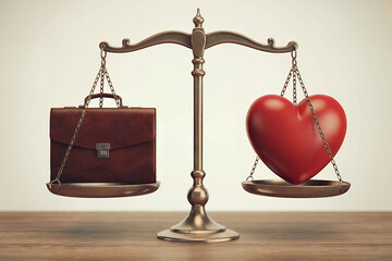 Heart Shaped Scales of Justice Balancing Love and Money