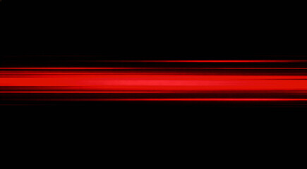 Red speed light horizontal straight line on black background