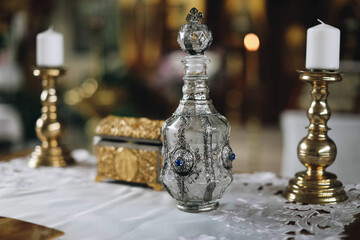 old fashioned lamp and candlestick