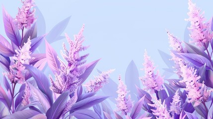 Lush purple flowers blooming against a soft blue background, creating a serene and vibrant atmosphere