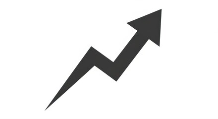 A stylized black arrow with a zigzag pattern pointing upwards on a white background design element