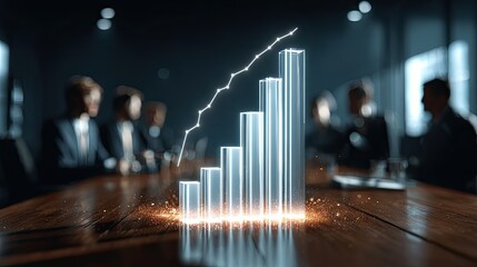 Business meeting action corporate boardroom digital growth visualization professional environment strategic view success concept