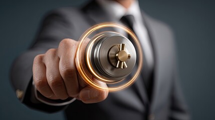 Innovative business presentation office setting professional image modern environment close-up view leadership concept