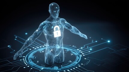 Digital Representation of Human Figure with Cybersecurity Concept