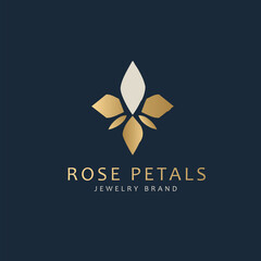 Minimal Gold Floral Symbol  Elegant Rose Emblem Vector for Jewelry Branding, Luxury Fashion Label, and Beauty Product Packaging Design