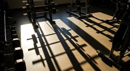 Gym Equipment Shadows Sunlight Workout Fitness Center